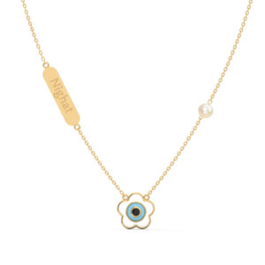 Am Flower Evil Eye Diamond Chain Pendant